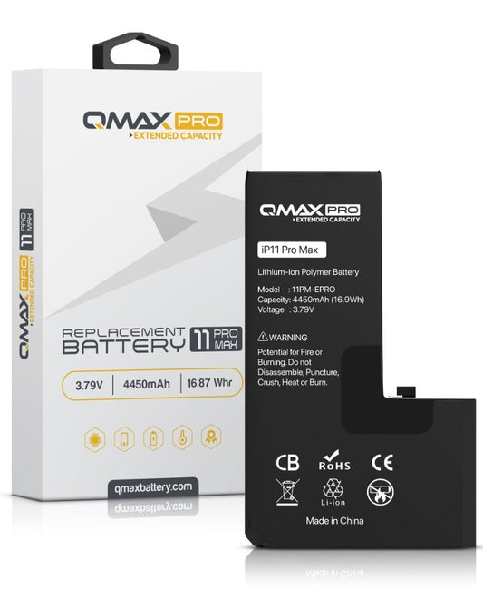 QMAX Pro Extended Capacity Replacement Battery for iPhone 11 Pro Max (4450 mAH)