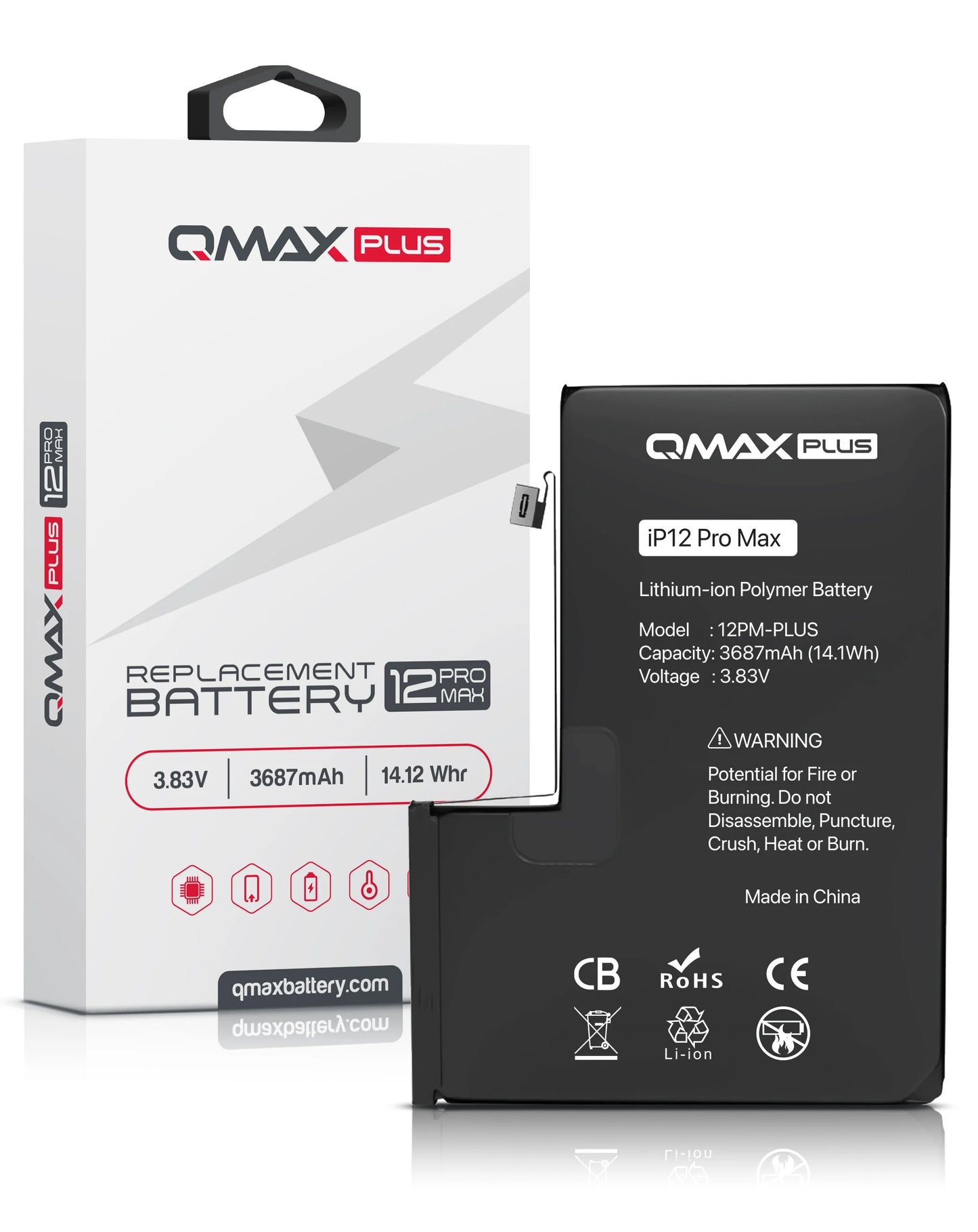 QMAX Plus iPhone 12 Pro Max Replacement Battery (3687 mAh)