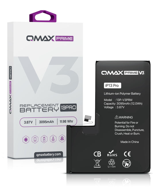 QMAX Prime V3 Replacement Battery for iPhone 13 Pro (No Pop-Up) (3095 mAh)