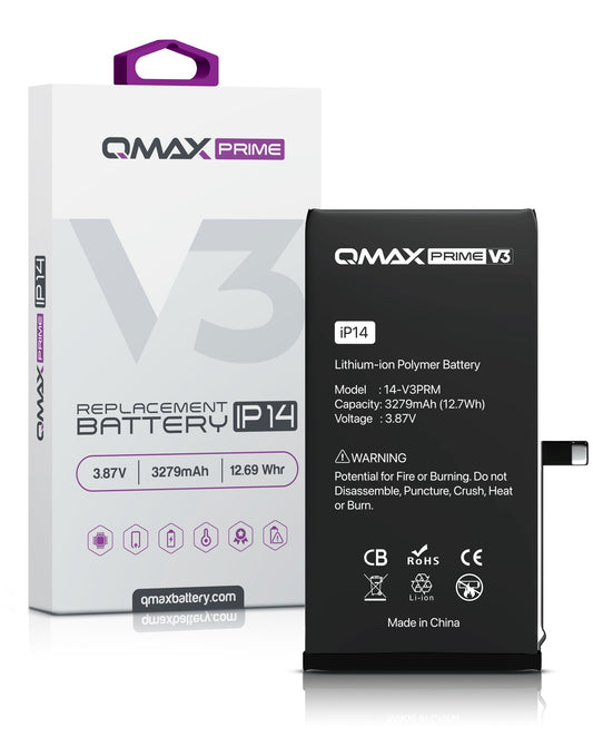 QMAX Prime V3 Replacement Battery for iPhone 14 (No Pop-Up) (3279 mAh)