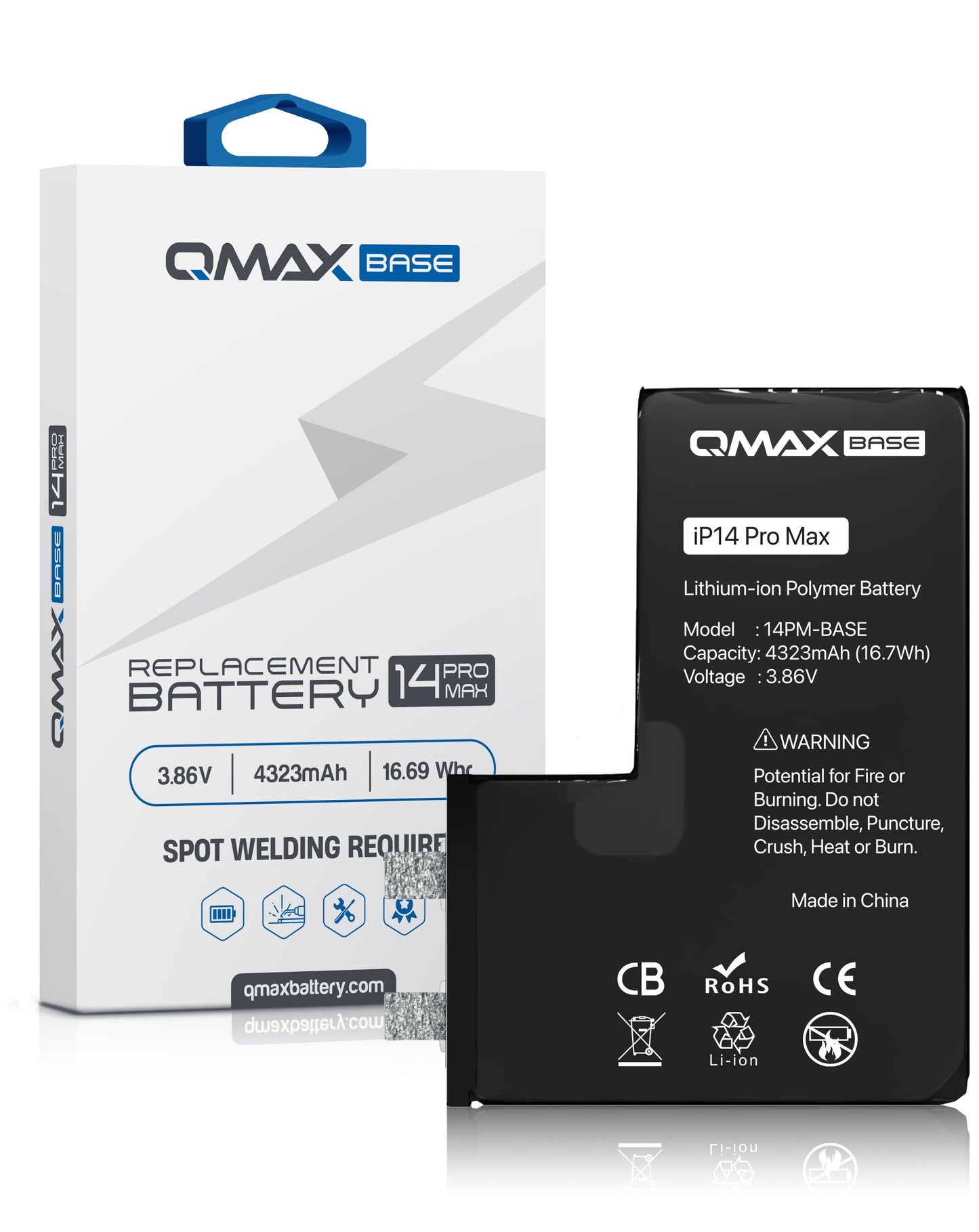 QMAX Base Replacement Battery for iPhone 15 Pro Max (Spot Weld Required)