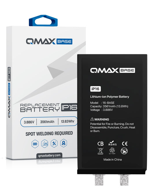 QMAX Base Replacement Battery for iPhone 16 (Spot Weld Required) (3561mAh)