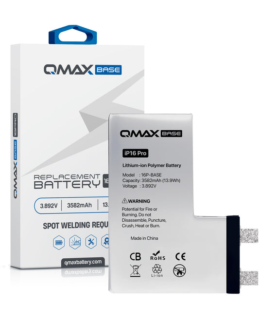 QMAX Base Replacement Battery for iPhone 16 Pro (Spot Weld Required) (3582mAh)