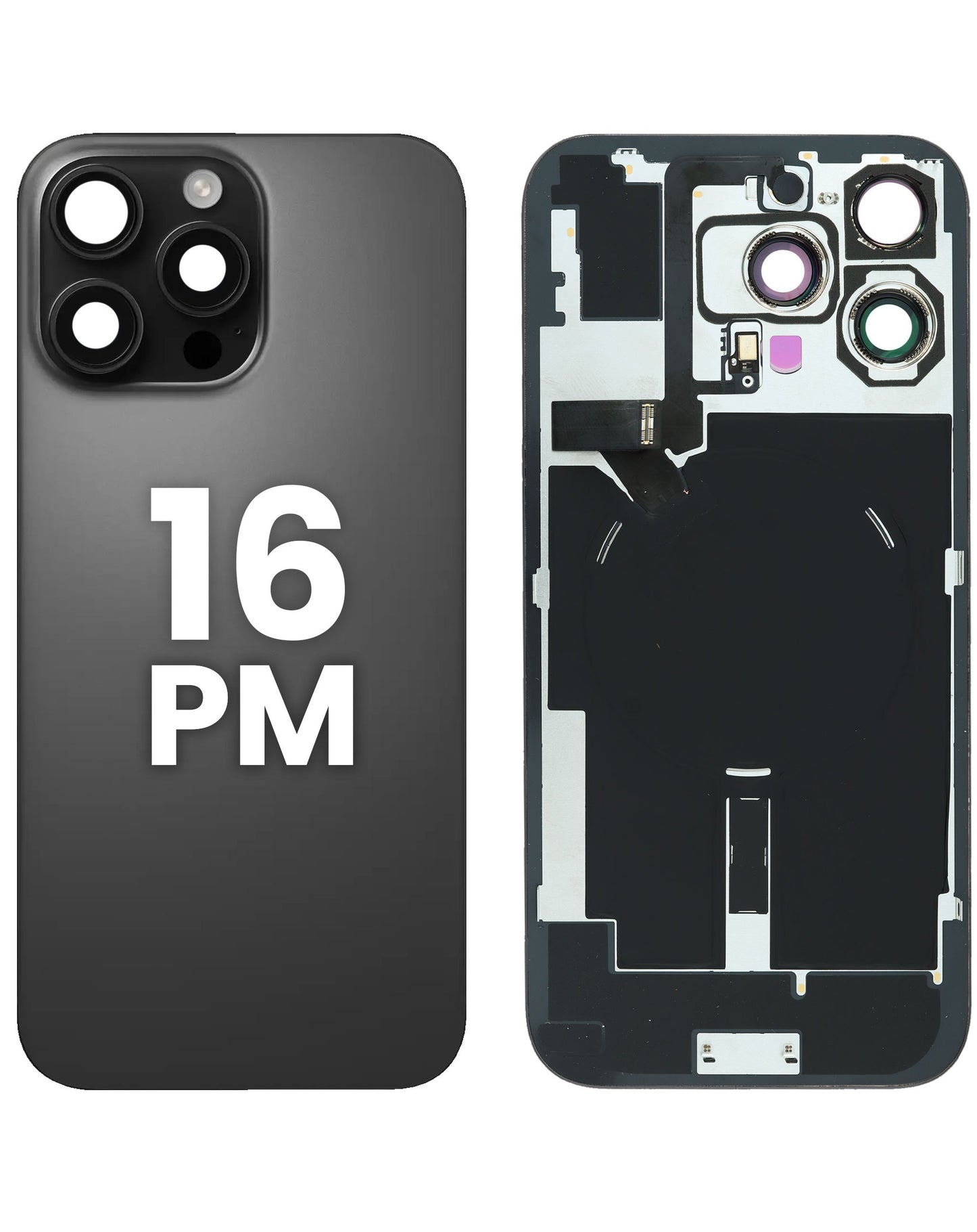 Back Glass with Wireless NFC and MagSafe Magnet for iPhone 16 Pro Max (BLACK TITANIUM)