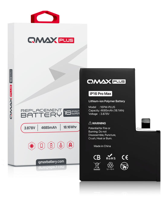 QMAX Plus Replacement Battery for iPhone 16 Pro Max (4685mAh)