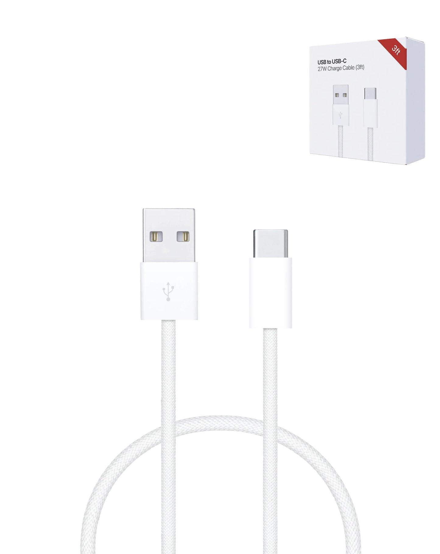 USB A-C Fast Charging Data Cable (3ft) (27W) (Only Ground Shipping)