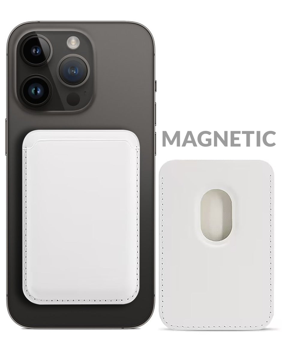 Leather Magnetic Card Wallet Holder - WHITE (Only Ground Shipping)
