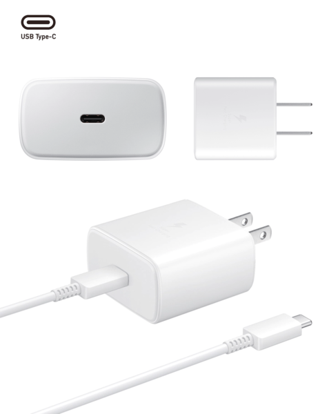 Super Fast USB-C Wall Adapter /w USB C-C Charging Cable (3ft) (45W) (WHITE) (Only Ground Shipping)