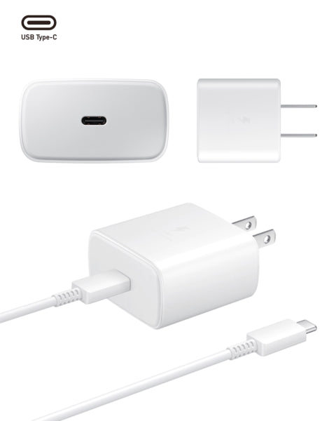 Super Fast USB Type C Wall Adapter /w USB Type C to Type C Charging Cable (45W) (WHITE)
