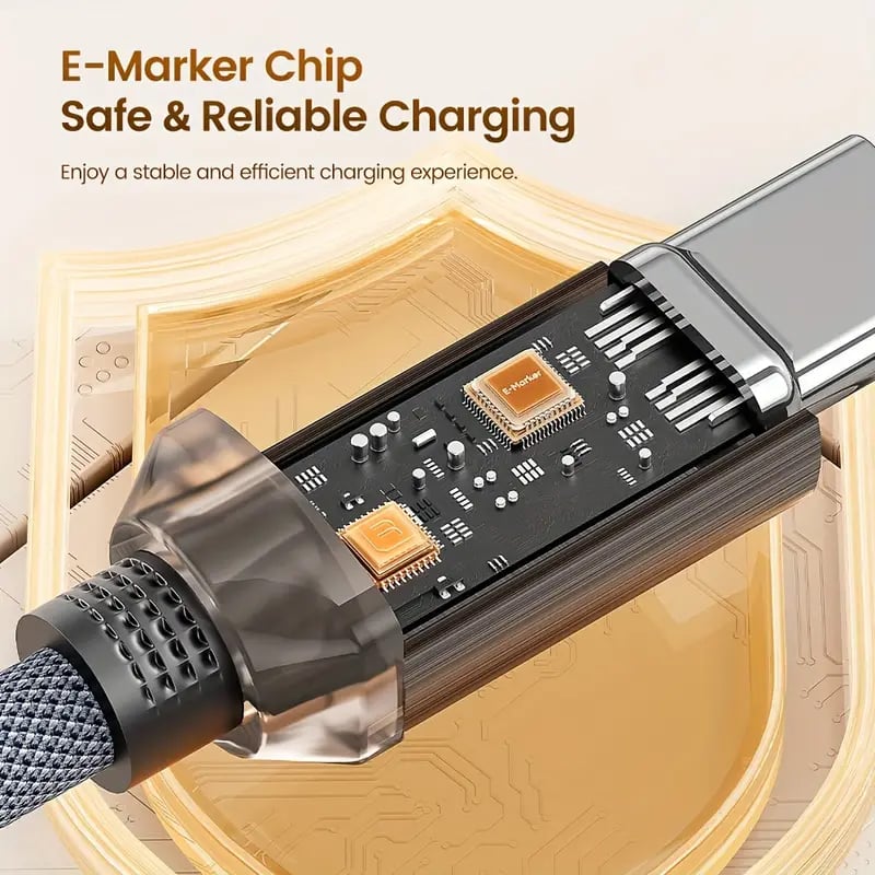 Toocki USB C-C Super Fast Charging Data Cable w/ Display (GRAY) (60W) (6ft)