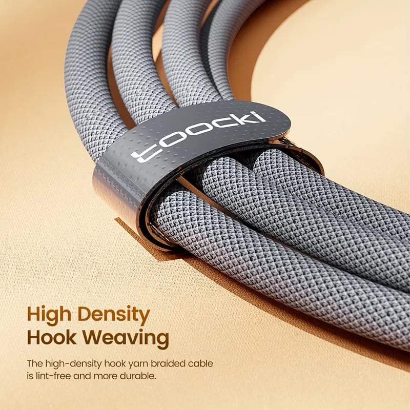 Toocki USB A-C Crystal Fast Braided Charging Data Cable (BLACK) (66W) (6ft)