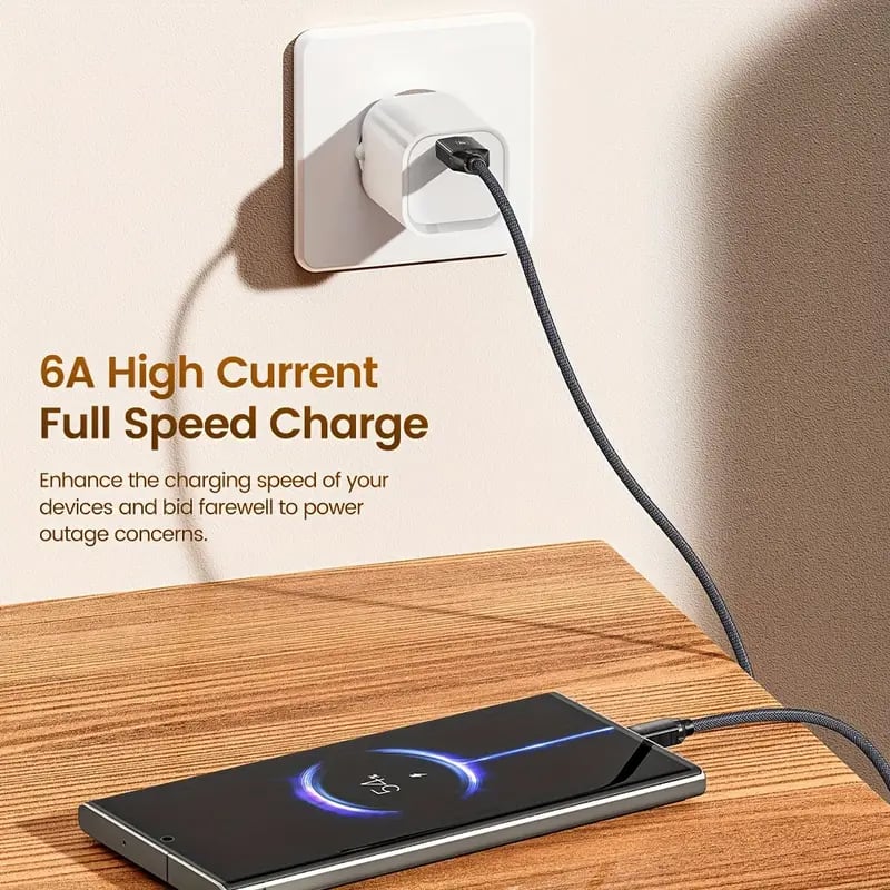 Toocki USB A-C Crystal Fast Braided Charging Data Cable (BLACK) (66W) (6ft)