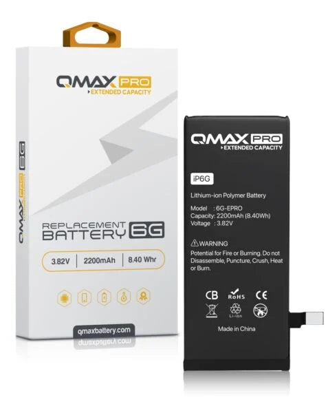 QMAX Pro iPhone 6 Extended Capacity Replacement Battery (2200 mAh)