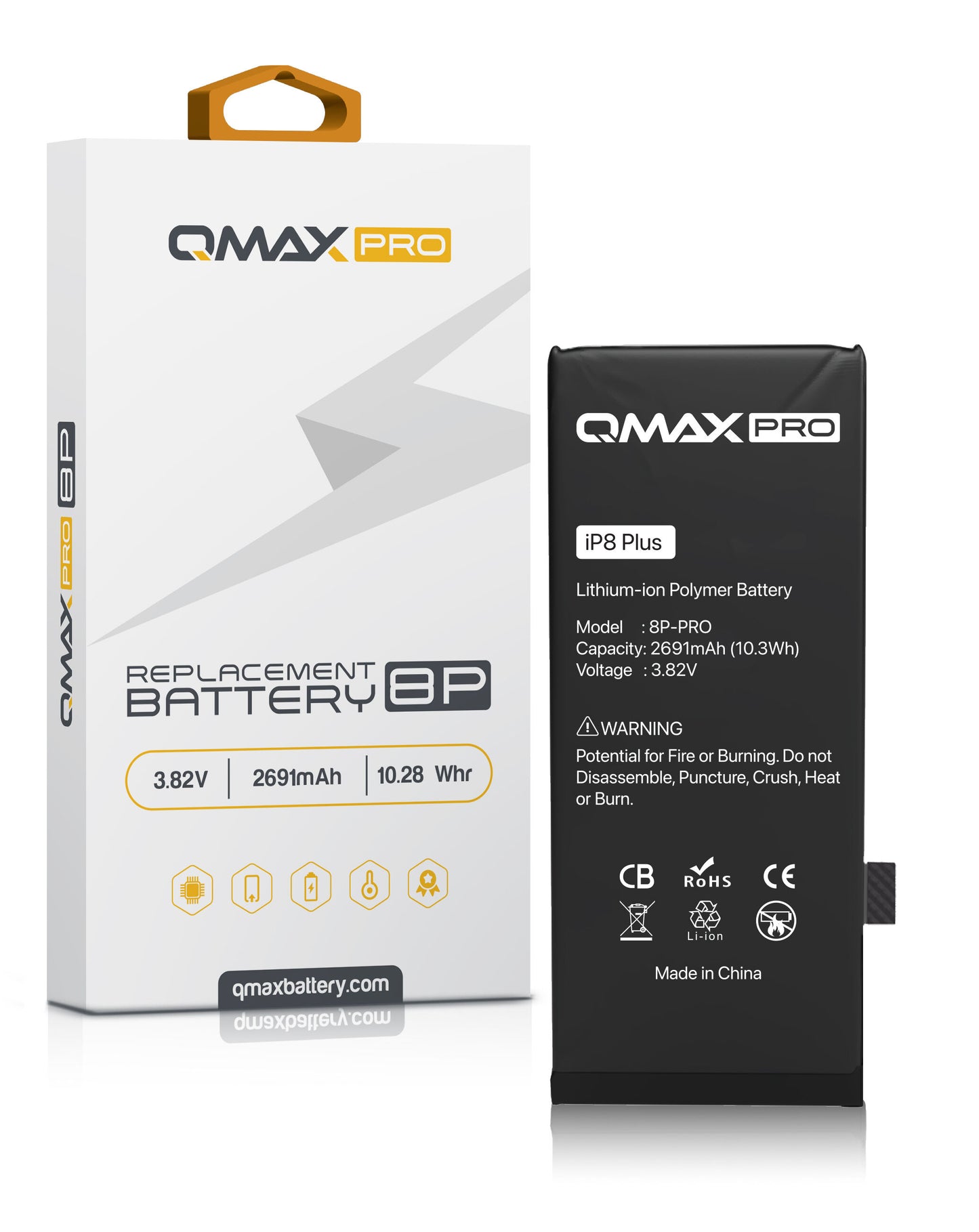 QMAX Pro iPhone 8 Plus Replacement Battery (2691 mAh)