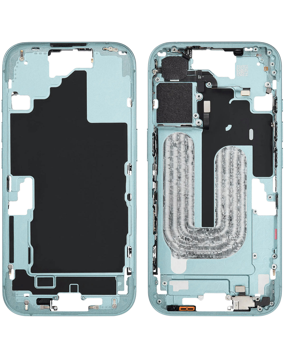 Middle Frame with Photo Capture Button and Small Parts for iPhone 16 (TEAL) (International Version) (OEM Pull A Grade)