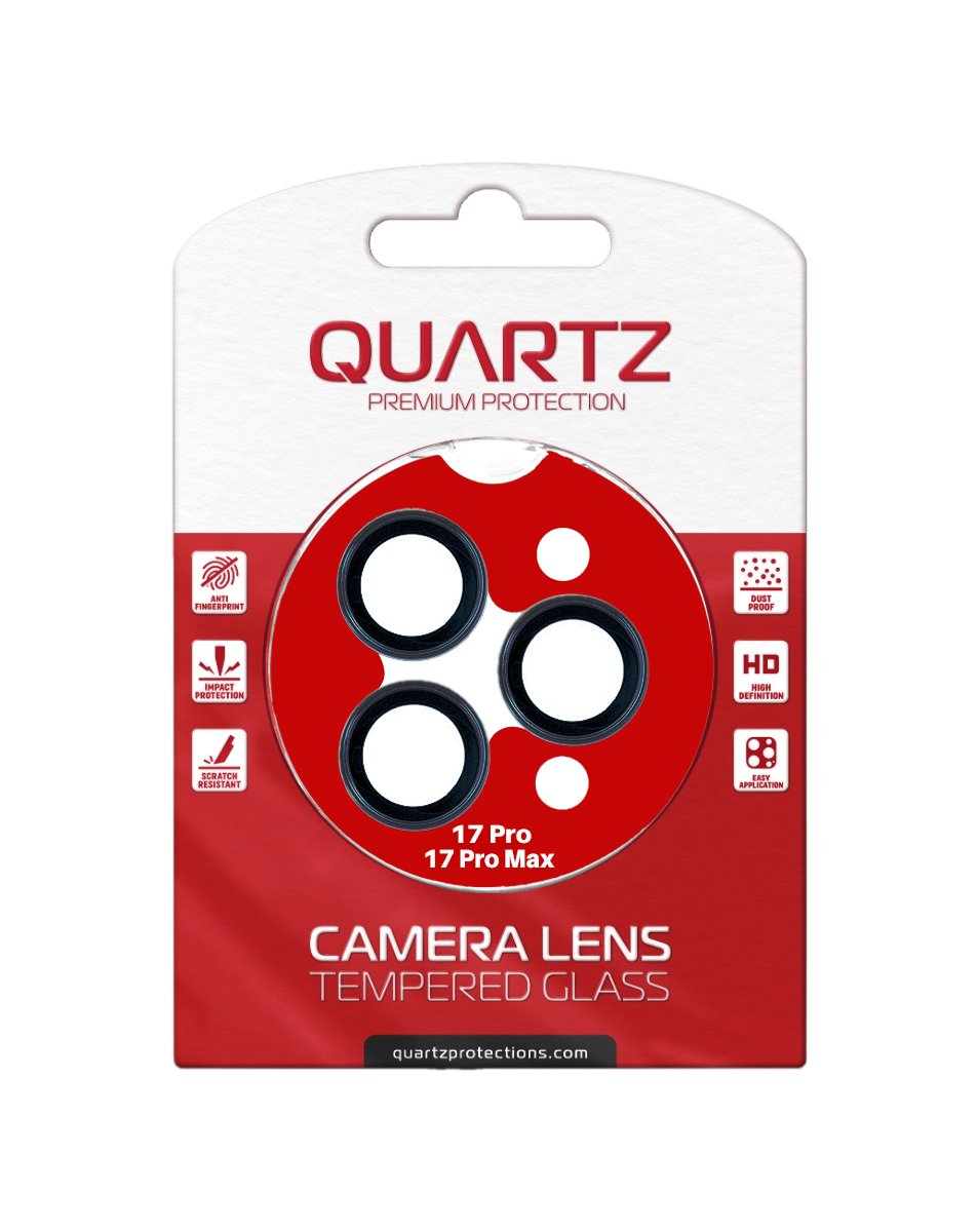 QUARTZ HD Tempered Glass with Metal Ring for iPhone 17 Pro / 17 Pro Max Back Camera (BLUE)