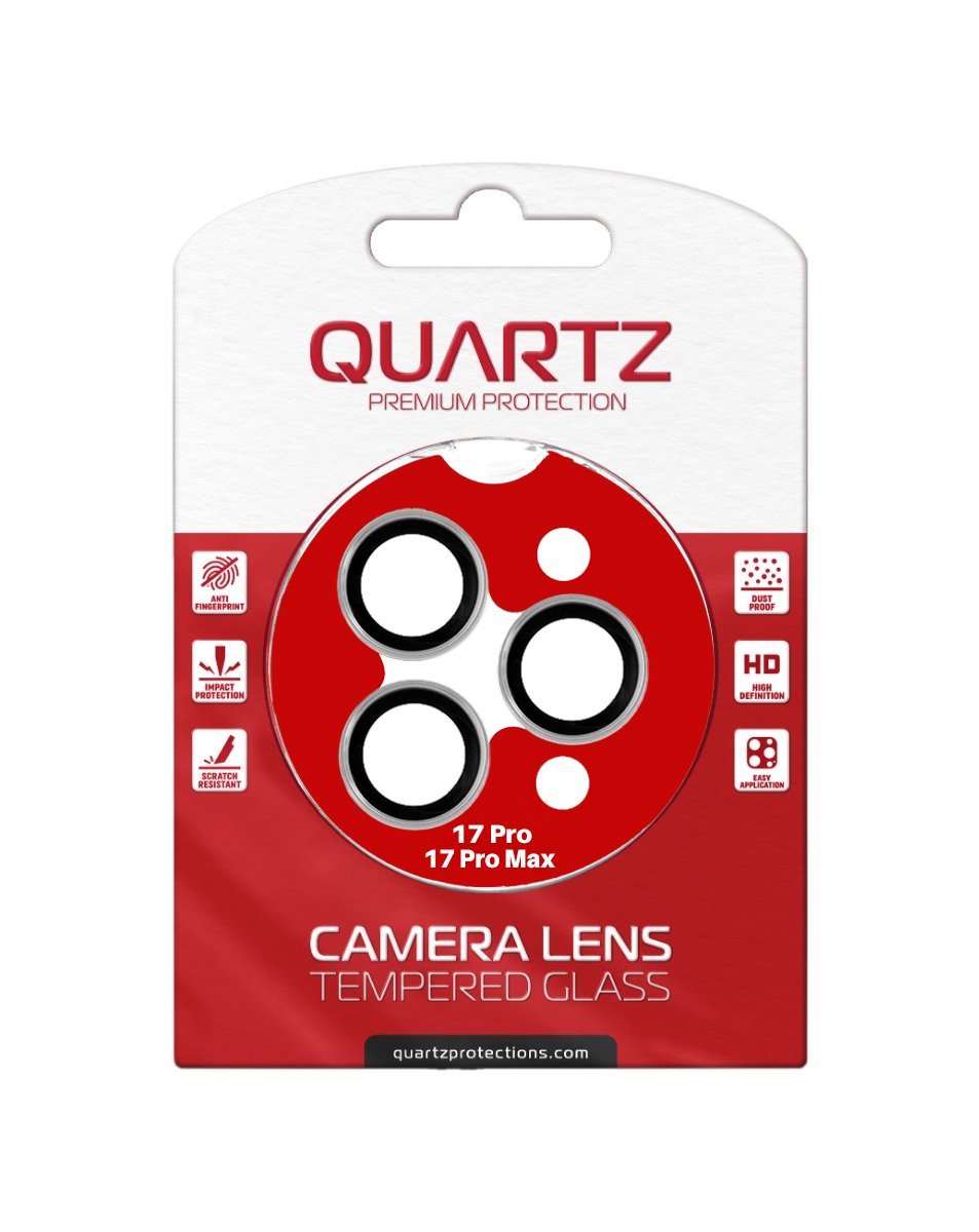 QUARTZ HD Tempered Glass with Metal Ring for iPhone 17 Pro / 17 Pro Max Back Camera (SILVER)