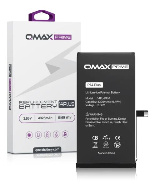 QMAX Prime iPhone 14 Plus Replacement Battery (Spot Weld NOT Required) (4325 mAh)