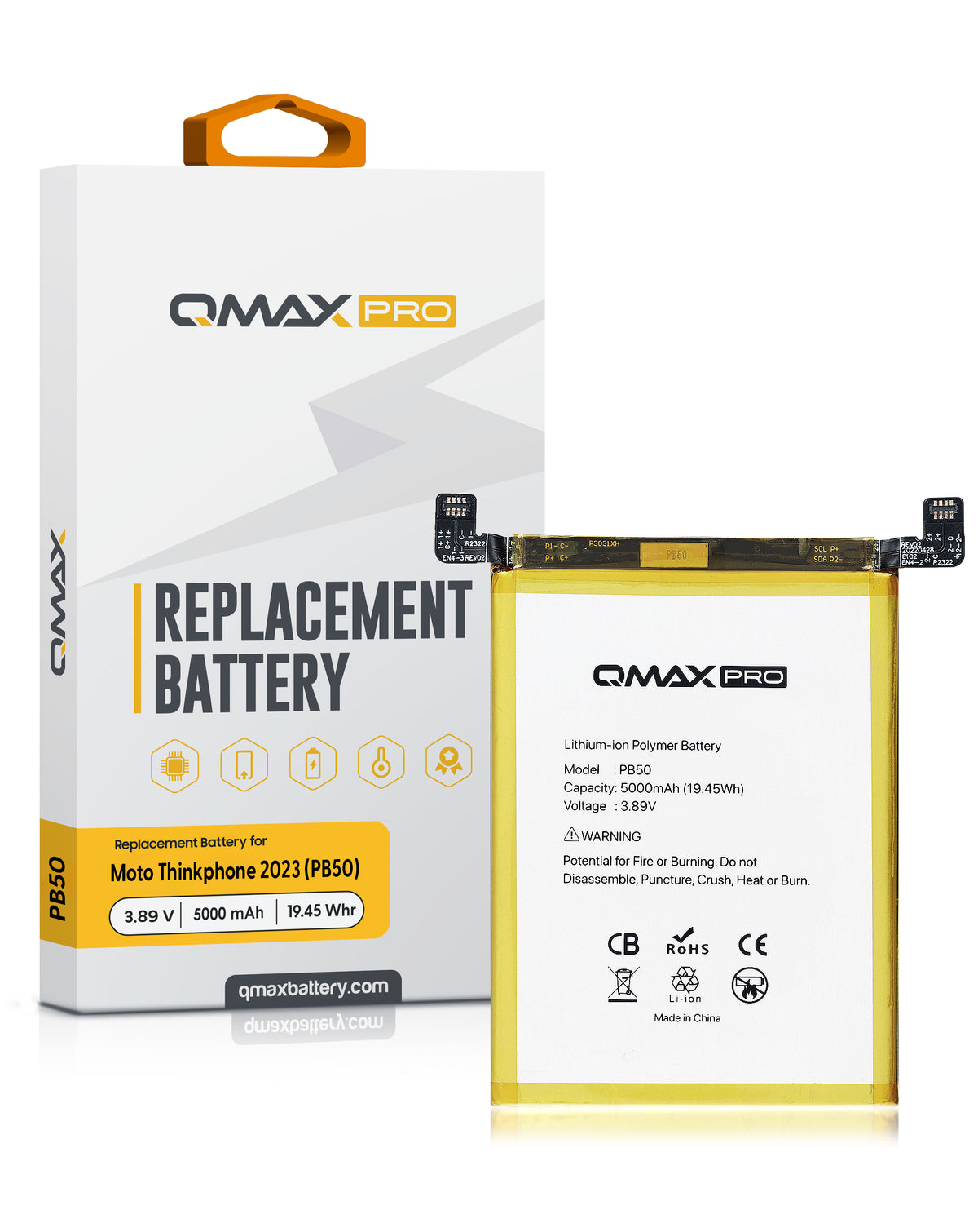 QMAX Pro Replacement Battery for Motorola Thinkphone (2023) (5000 mAh) (PB50) (Only Ground Shipping)
