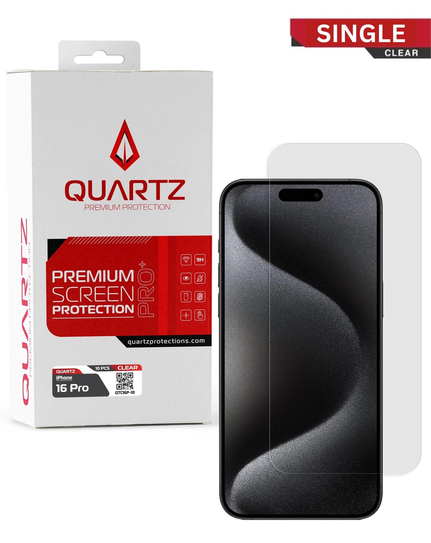 QUARTZ Clear Tempered Glass for iPhone 16 Pro (Single Pack)