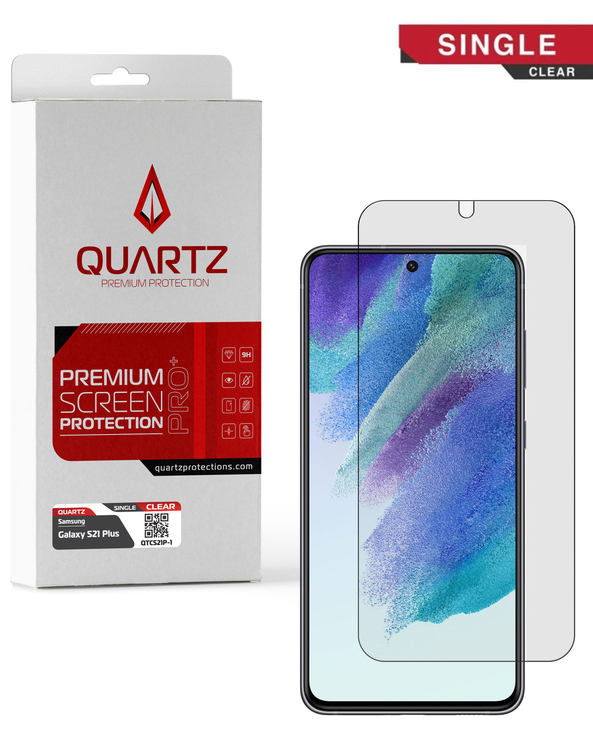 QUARTZ Clear Tempered Glass for Galaxy S21 Plus (Single Pack)