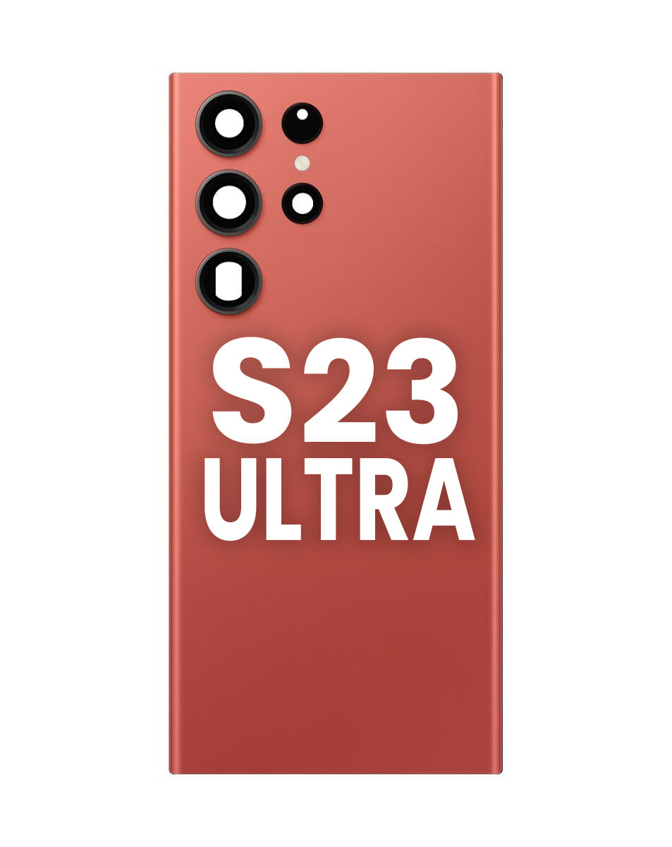 Back Glass with Camera Lens and Adhesive for Galaxy S23 Ultra (RED)