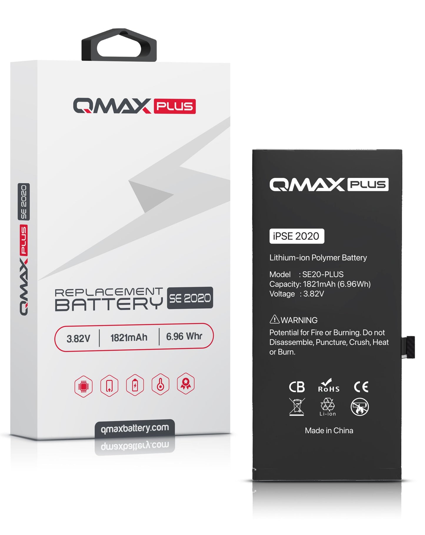 QMAX Plus Extended Capacity Replacement Battery for iPhone SE 2020 (2200 mAH)