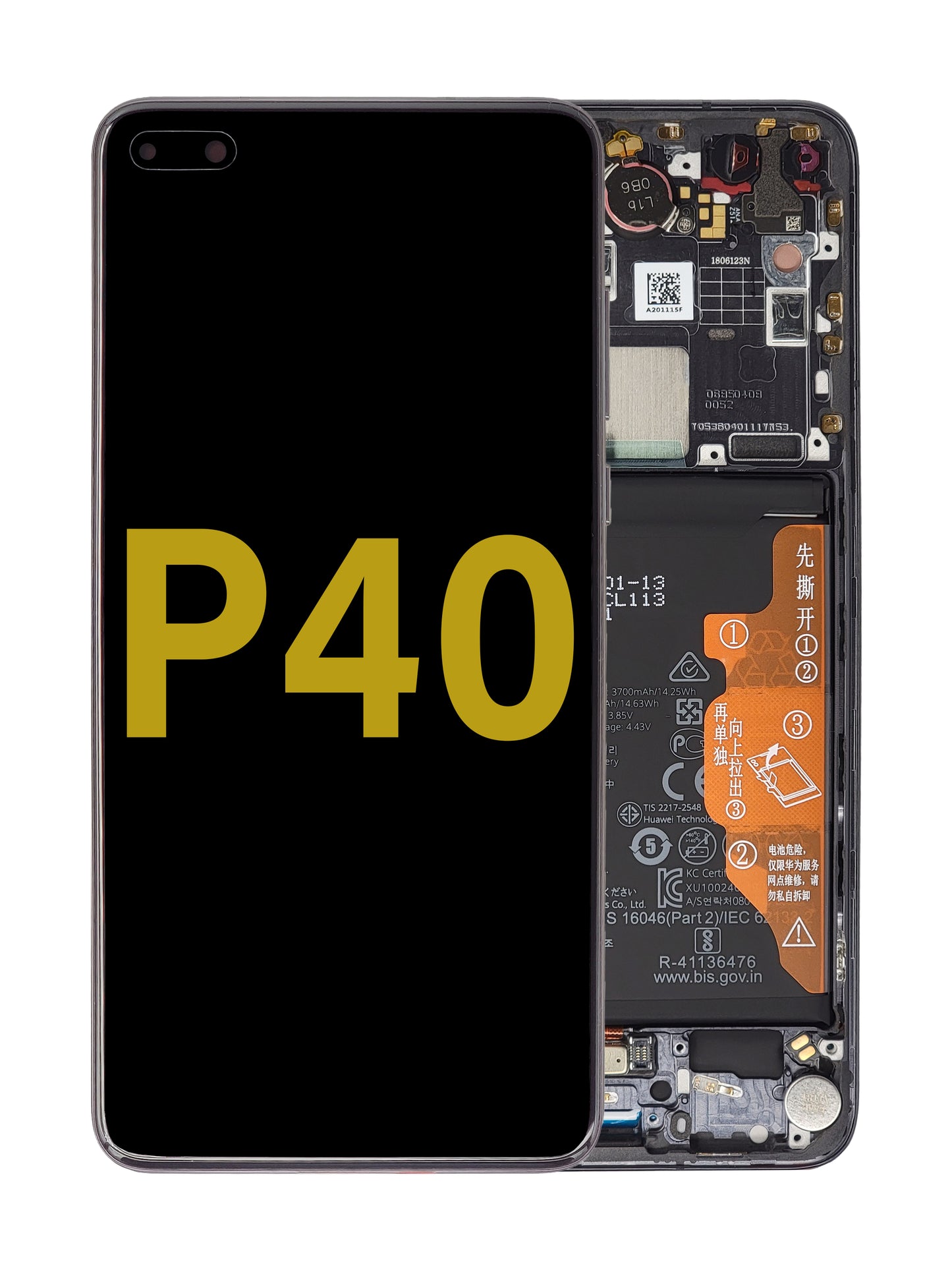 HW P40 Screen Assembly (With The Frame) (Service Pack) (Black)
