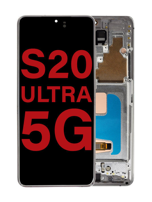 OLED Assembly with Frame for Galaxy S20 Ultra (G988) (CLOUD WHITE) (Aftermarket OLED)