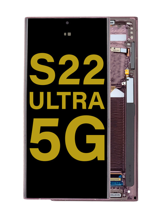 OLED Assembly with Frame for Galaxy S22 Ultra (S908) (BURGUNDY) (Premium)