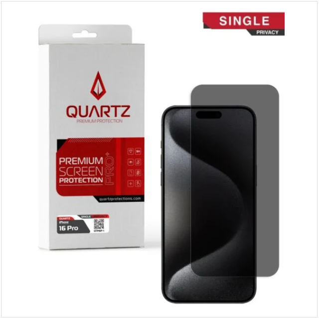 QUARTZ Privacy Tempered Glass for iPhone 16 Pro (Single Pack)