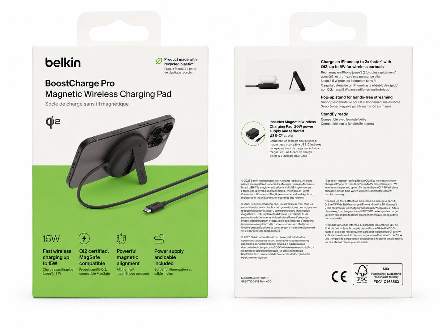 Belkin BoostCharge Pro Magnetic Wireless Charging Pad with Qi2 15W (Open Box)