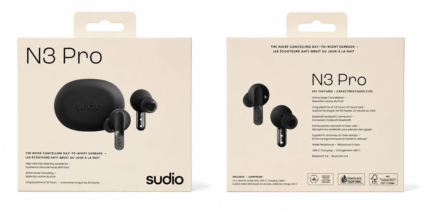 Sudio N3 Pro Audio In-Ear Noise Cancelling True Wireless Earbuds (Open Box)