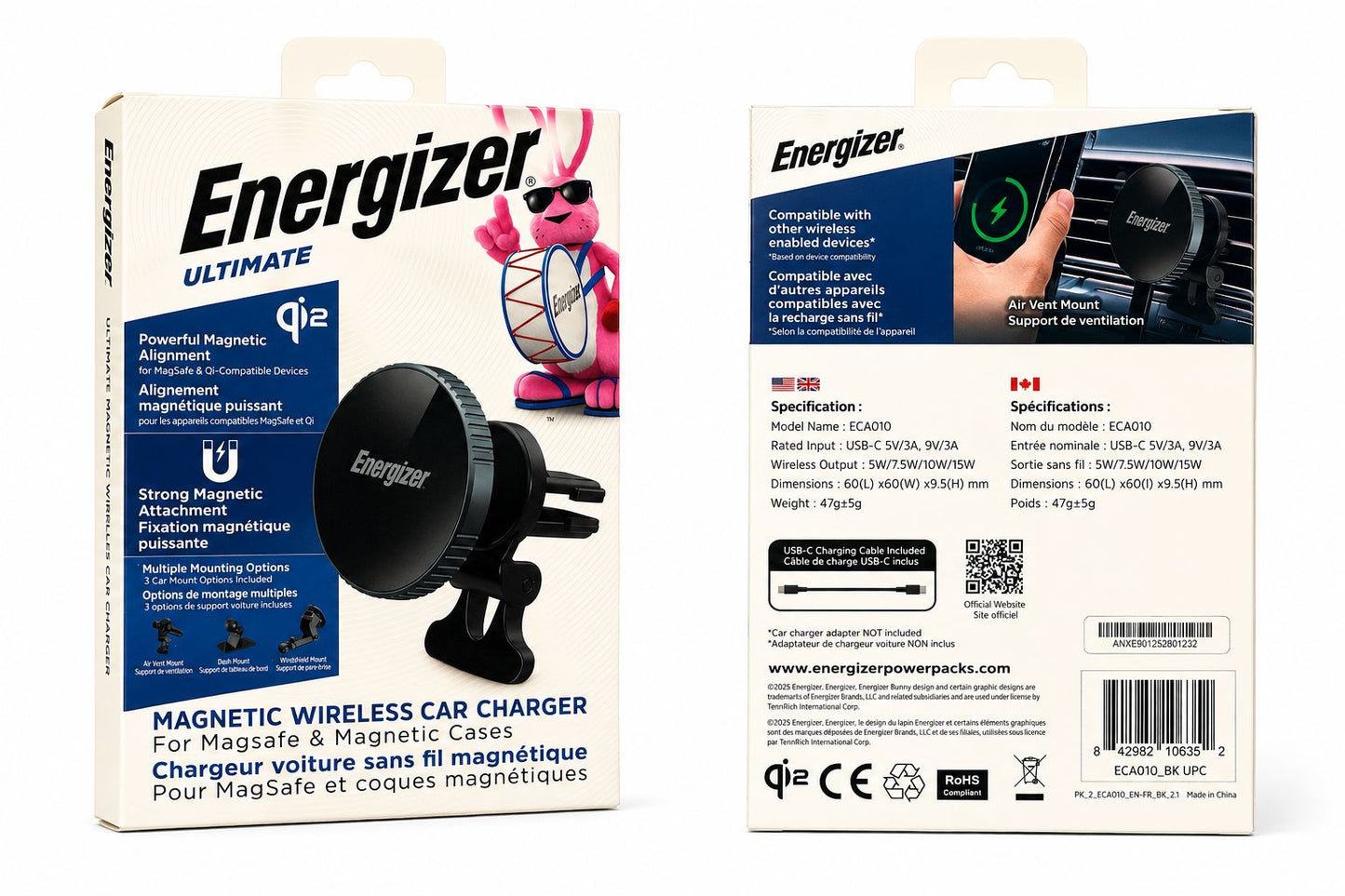 Energizer 15W Qi Wireless Charging Vent Mount (Open Box)
