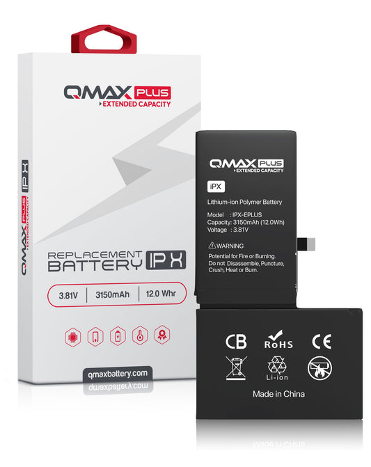 QMAX Plus Extended Capacity Replacement Battery for iPhone X (3150 mAH)