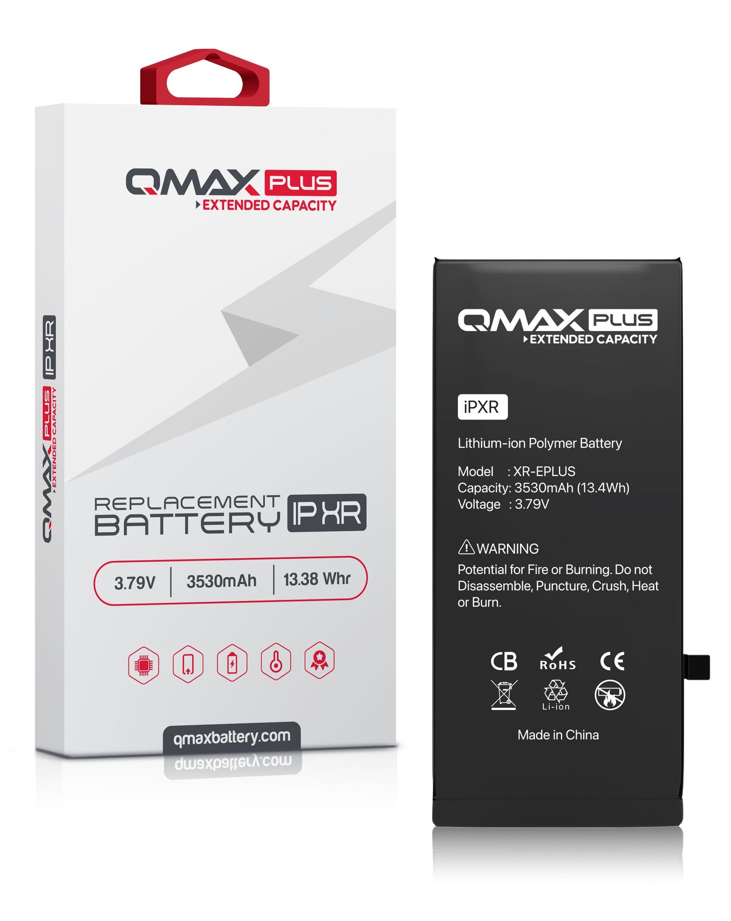 QMAX Plus iPhone XR Extended Capacity Replacement Battery (3530 mAh)