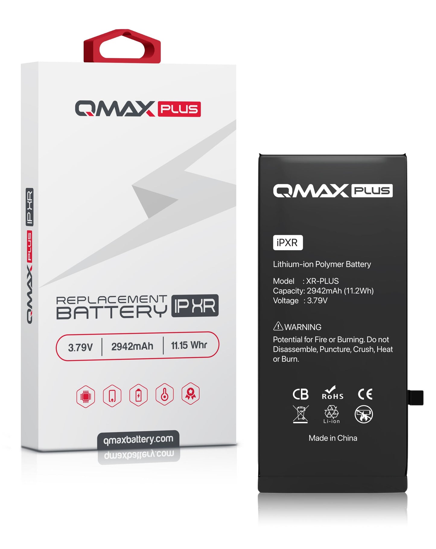 QMAX Plus iPhone XR Replacement Battery (2942 mAh)