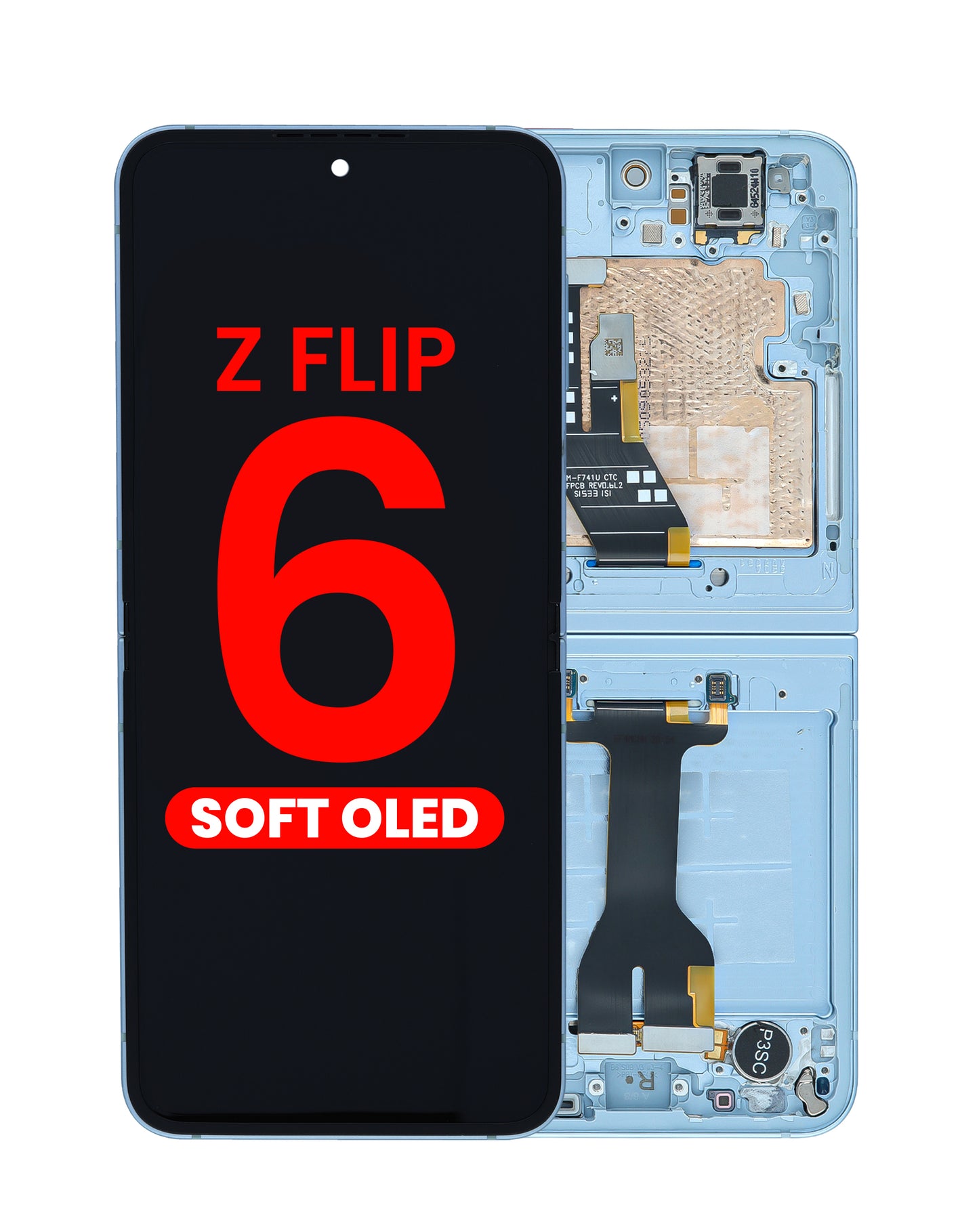 OLED Assembly with Frame for Galaxy Z Flip 6 F741 (BLUE) (US & International) (Aftermarket OLED)