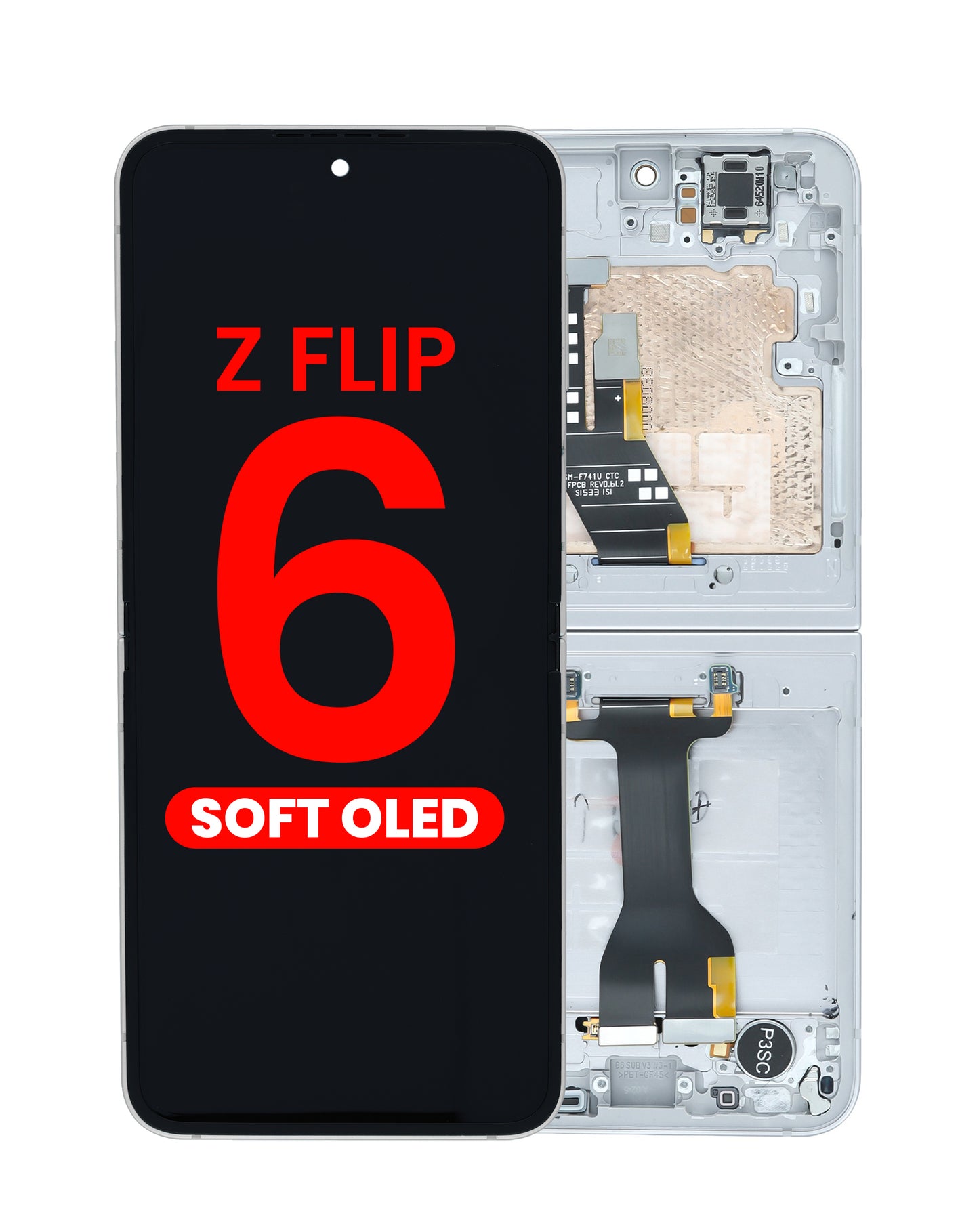 OLED Assembly with Frame for Galaxy Z Flip 6 F741 (SILVER SHADOW) (US & International) (Aftermarket OLED)