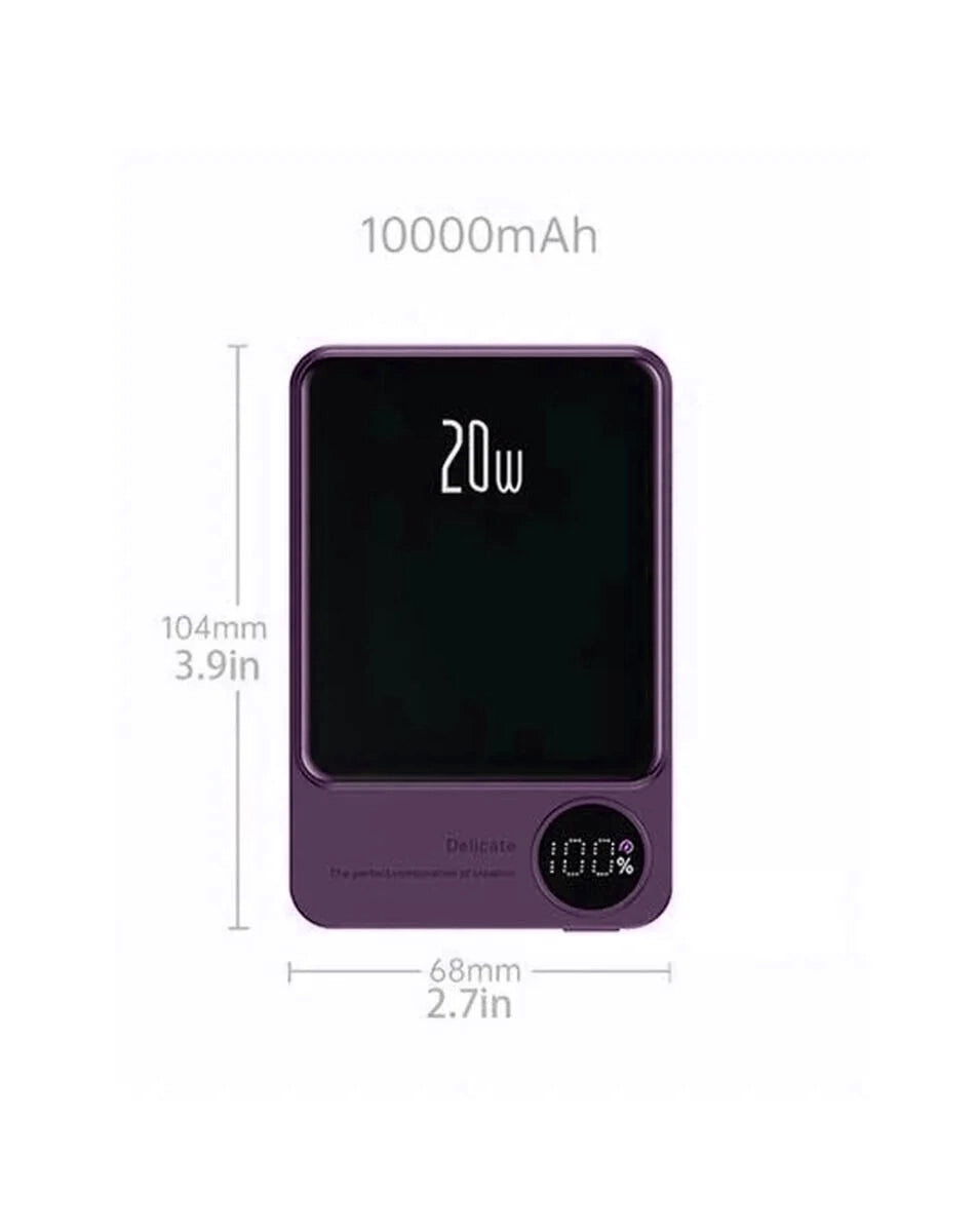 Magnetic Wireless Power Bank with LED Display (PURPLE) (10000 mAh) (Only Ground Shipping)