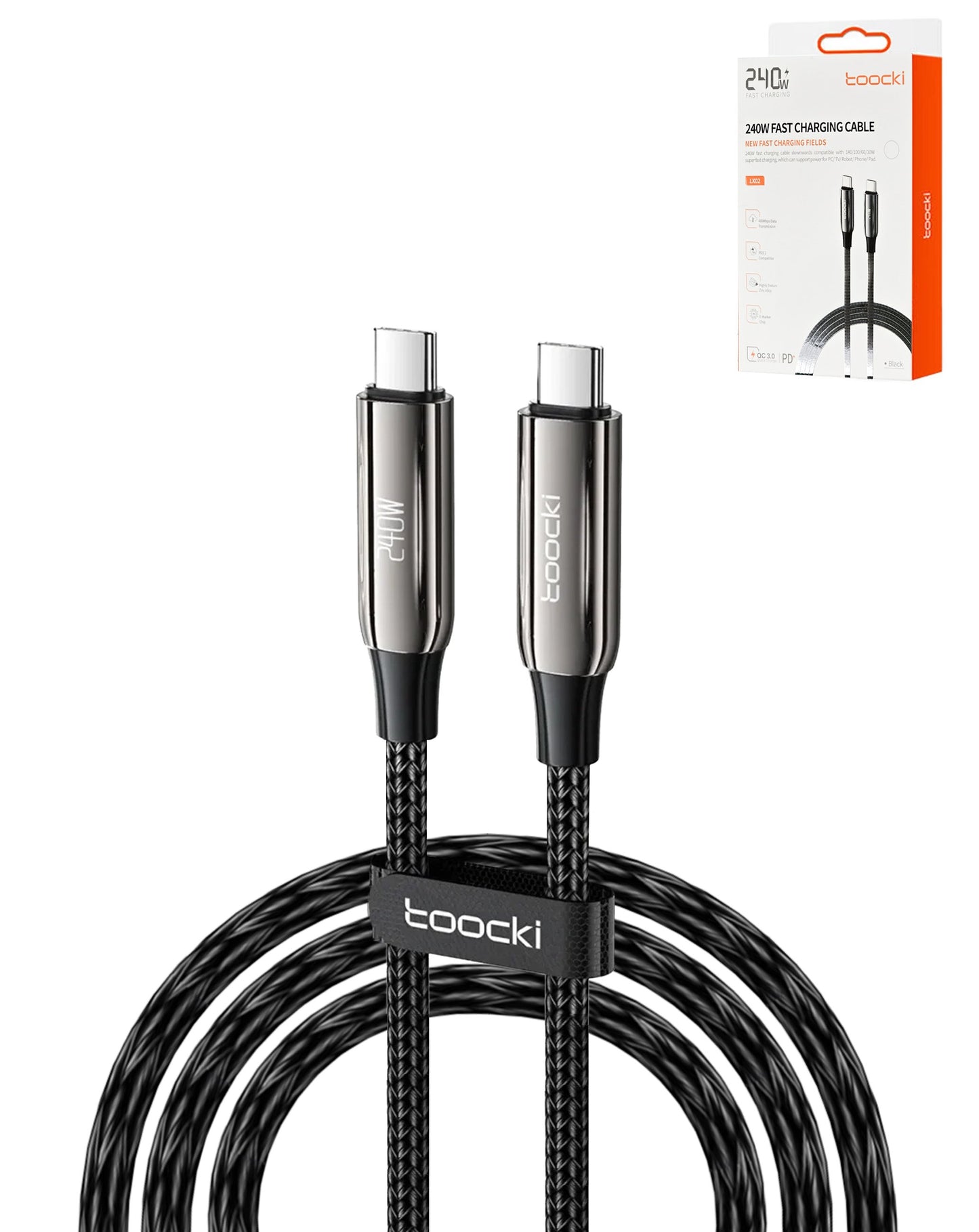 Toocki USB C-C Super Fast Braided Charging Data Cable for TV / Laptop / Robot / SmartPhone / Tablets (