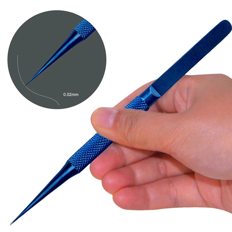 LuoWei Titanium Alloy Tweezers - Straight (BLUE)