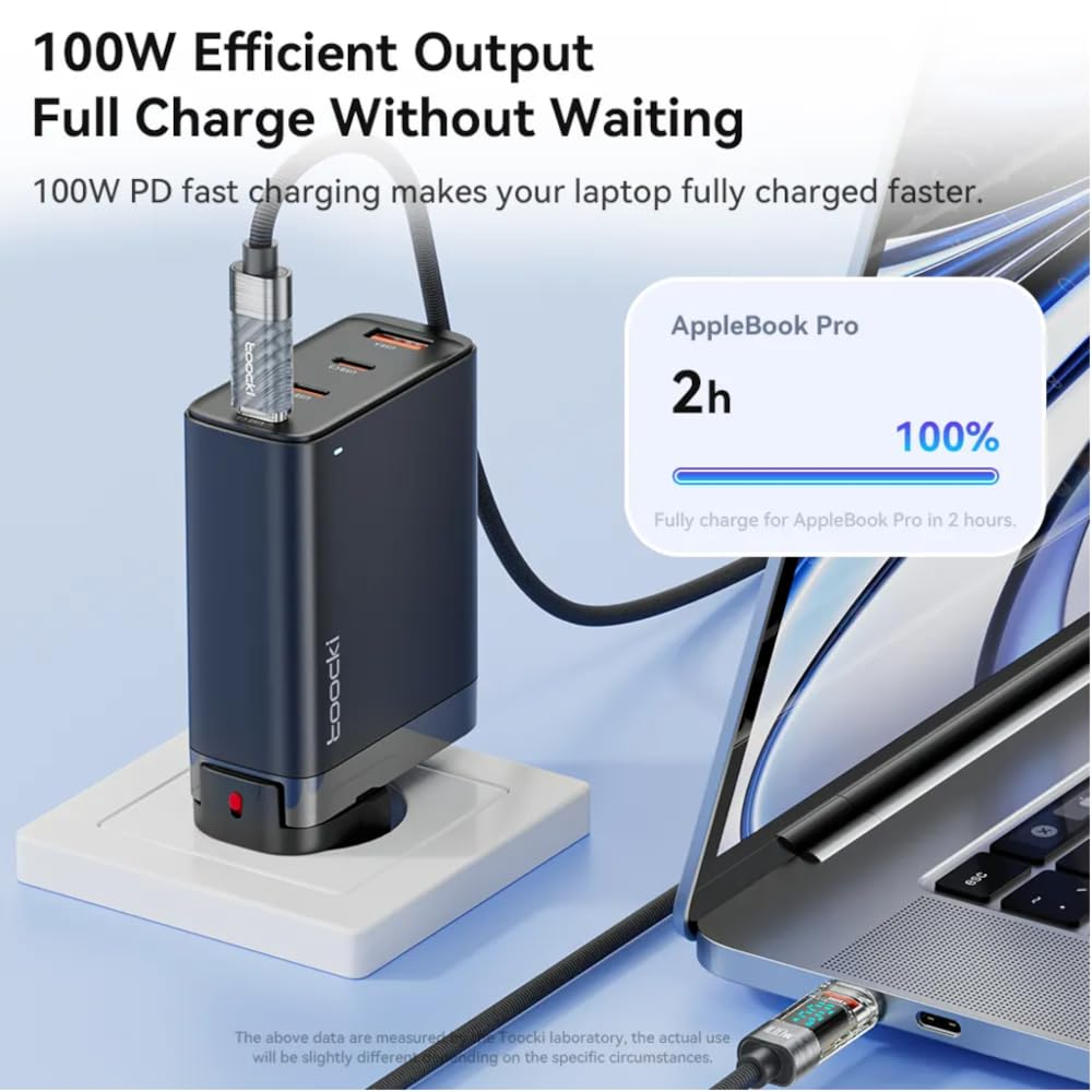 Toocki USB C-C Super Fast Charging Data Cable w/ Display (GRAY) (100W) (6ft)