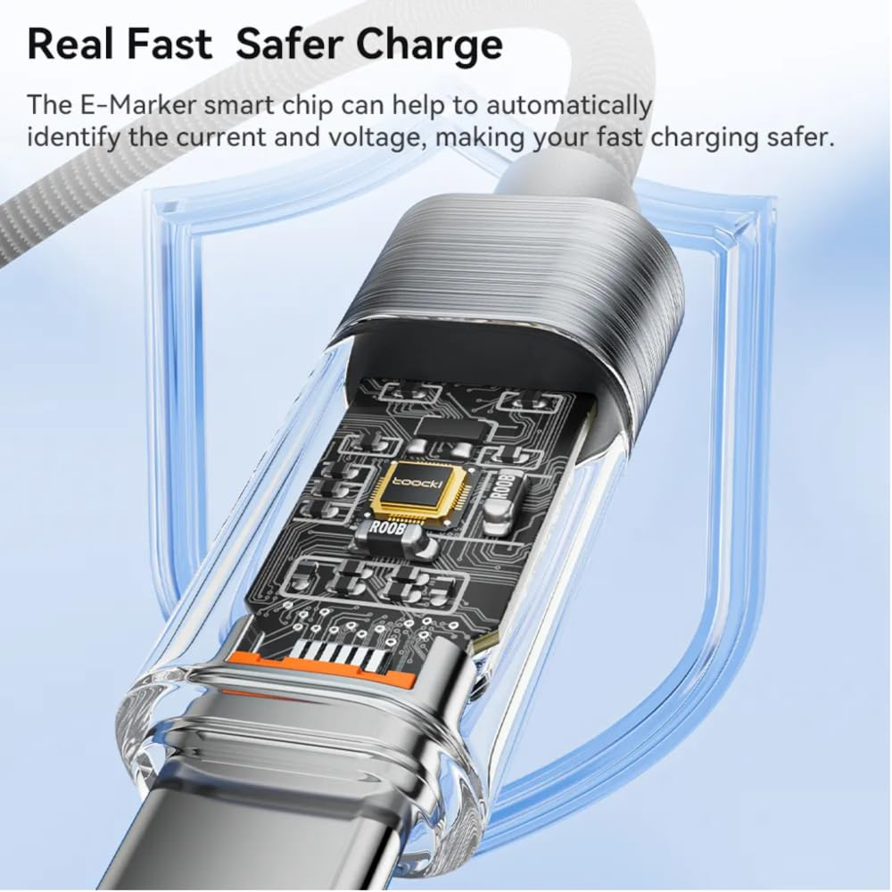 Toocki USB C-C Super Fast Charging Data Cable w/ Display (GRAY) (100W) (6ft)