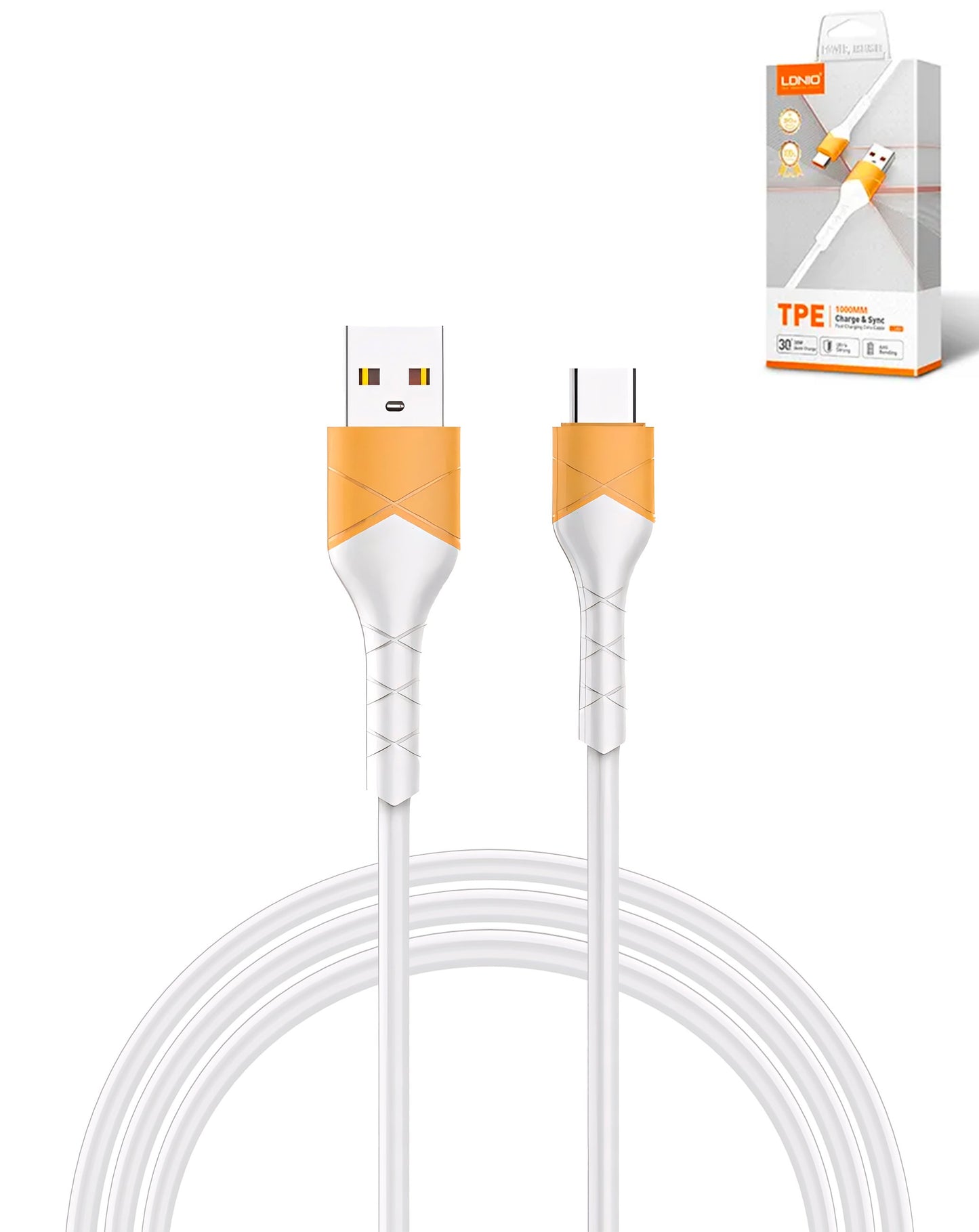 LDNIO LS801 USB A-C Fast Charging Data Cable (3ft) (30W)
