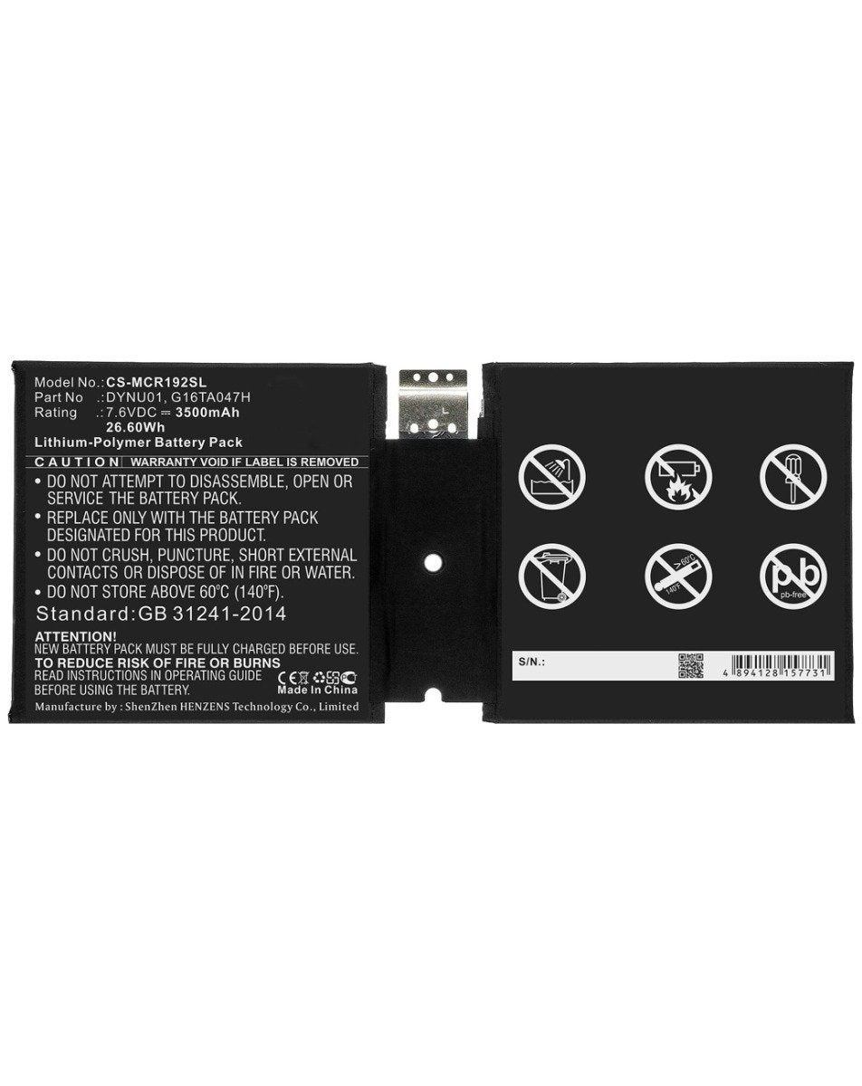 Replacement Battery for Microsoft Surface Go 2 (1901 / 1926 / 1927) (DYNU01)