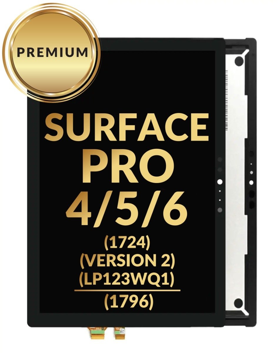 LCD Assembly without Frame for Microsoft Surface Pro 6 (1807) / Pro 5 (1796) / Pro 4 (1724 / V2 / LP123WQ1) (BLACK) (Premium / Refurbished)