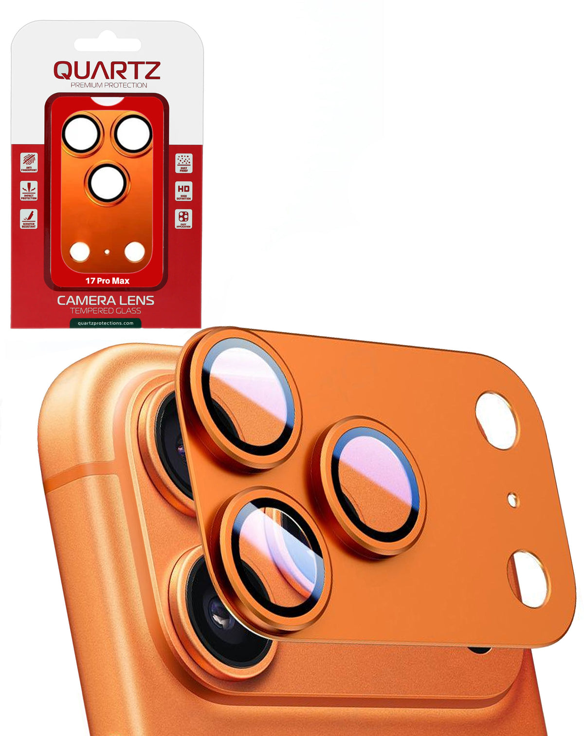 QUARTZ Metal Matte Armor with HD Tempered Glass for iPhone 17 Pro Max (Cosmic Orange)