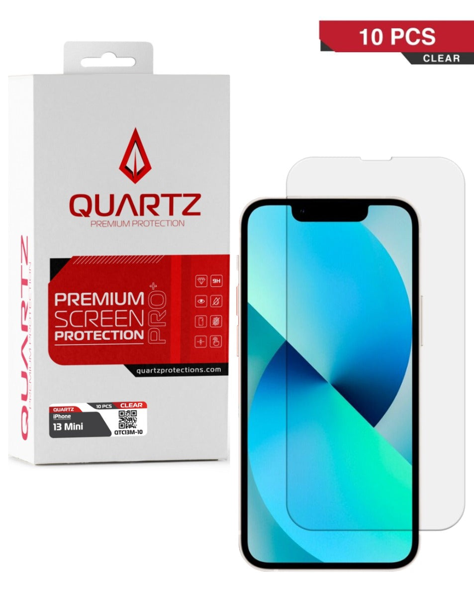 QUARTZ Clear Tempered Glass for iPhone 13 Mini (Pack of 10)
