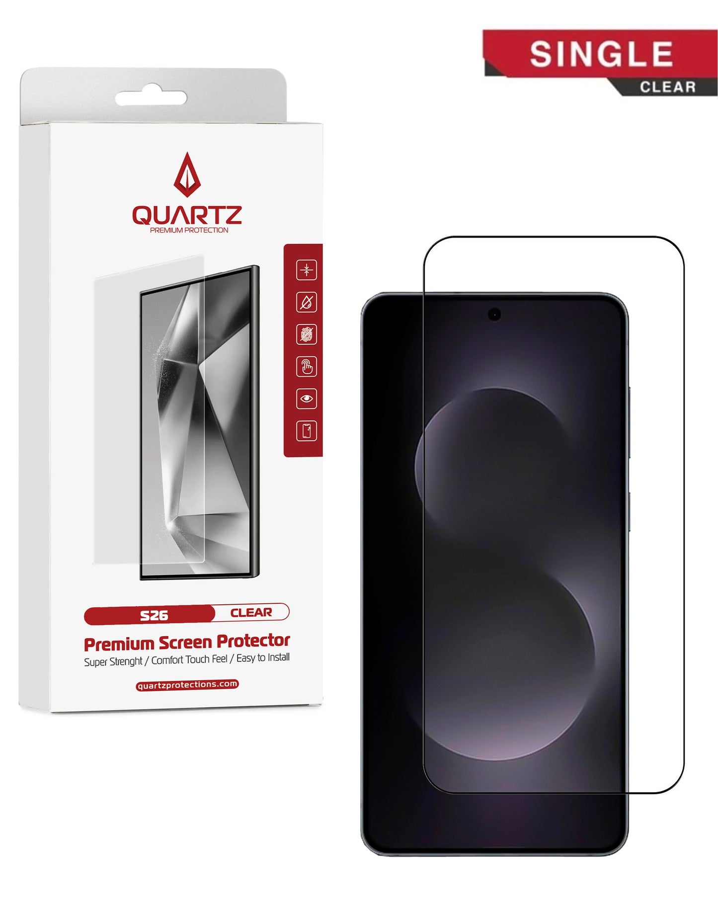 QUARTZ Clear Tempered Glass for Galaxy S26 (Single Pack)